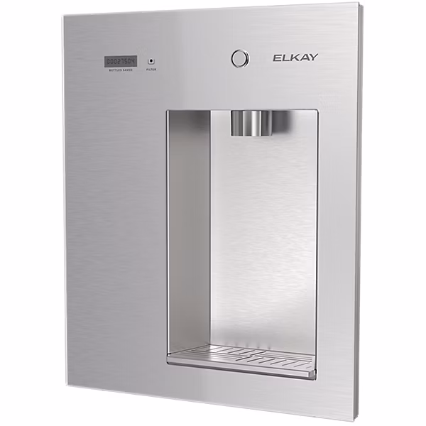 Built-in filtered water dispenser steel gray view 3