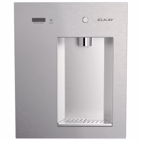 Built-in filtered water dispenser steel gray view 2